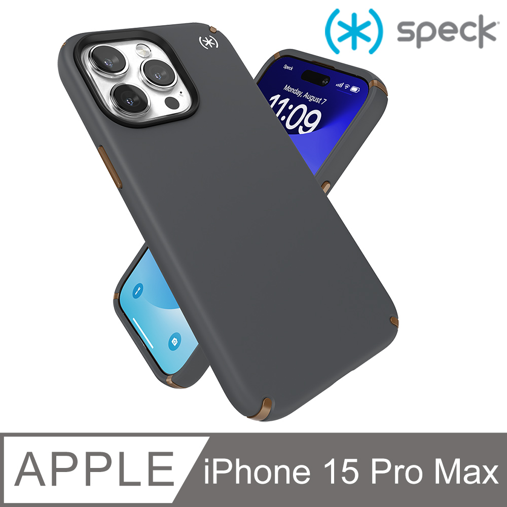 Speck iPhone 15 Pro Max (6.7吋) Presidio2 Pro MagSafe 磁吸柔觸感防摔殼-炭灰色
