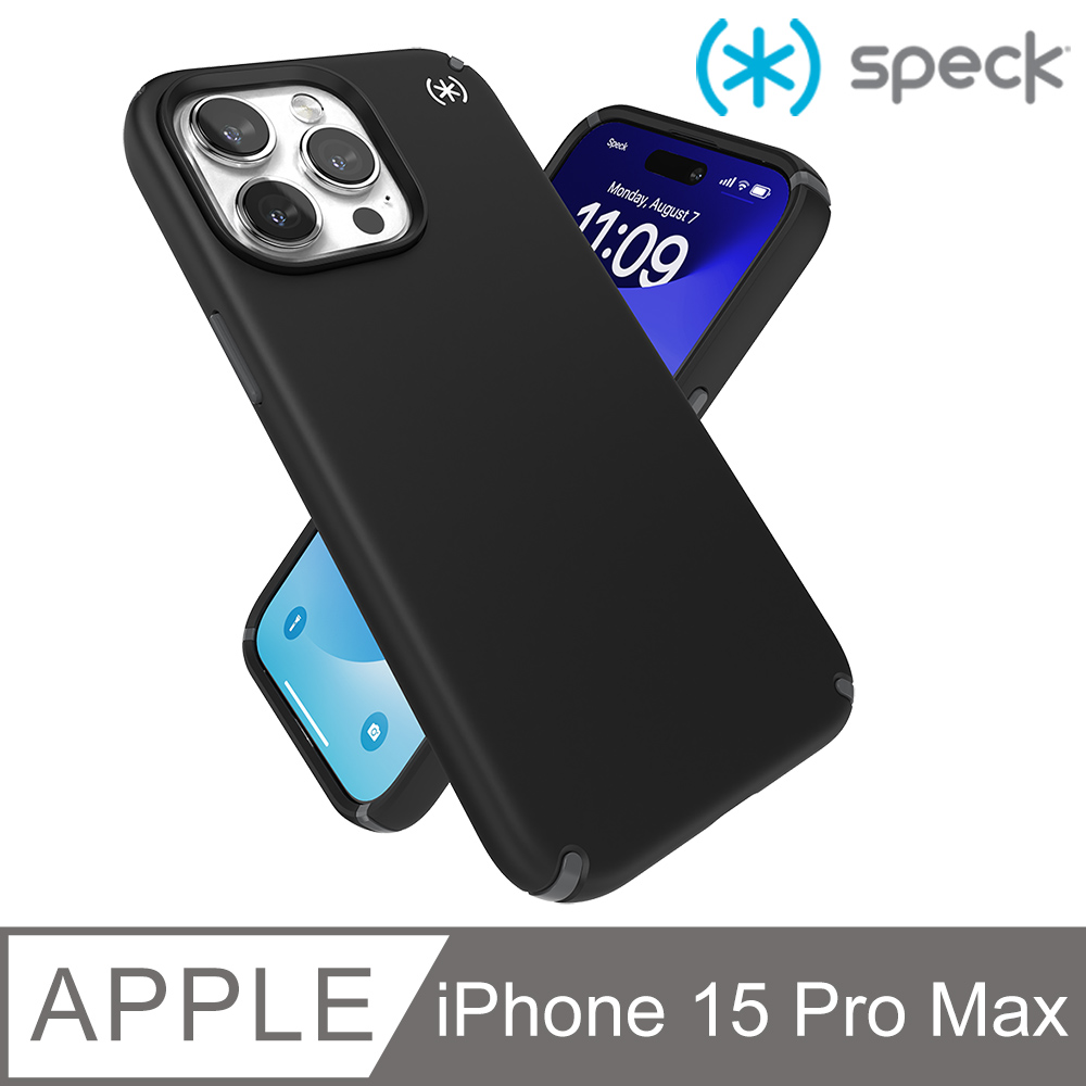 Speck iPhone 15 Pro Max (6.7吋) Presidio2 Pro MagSafe 磁吸柔觸感防摔殼-黑色