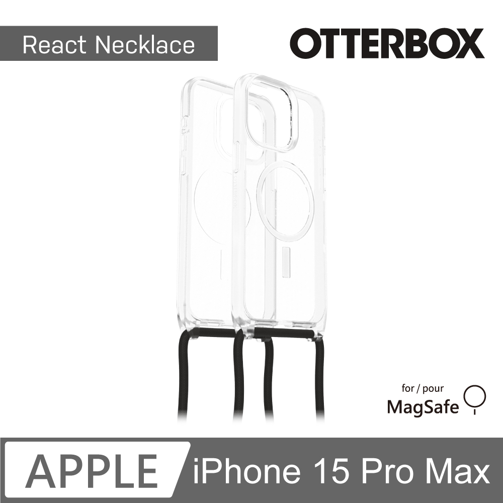 【OtterBox】iPhone 15 Pro Max 6.7吋 ReactNecklace 簡約掛繩輕透防摔殼(透明)