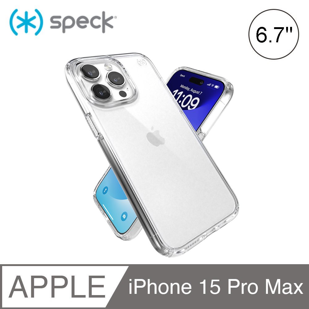 Speck Presidio Perfect Clear iPhone 15 Pro Max 6.7吋透明抗菌防摔保護殼