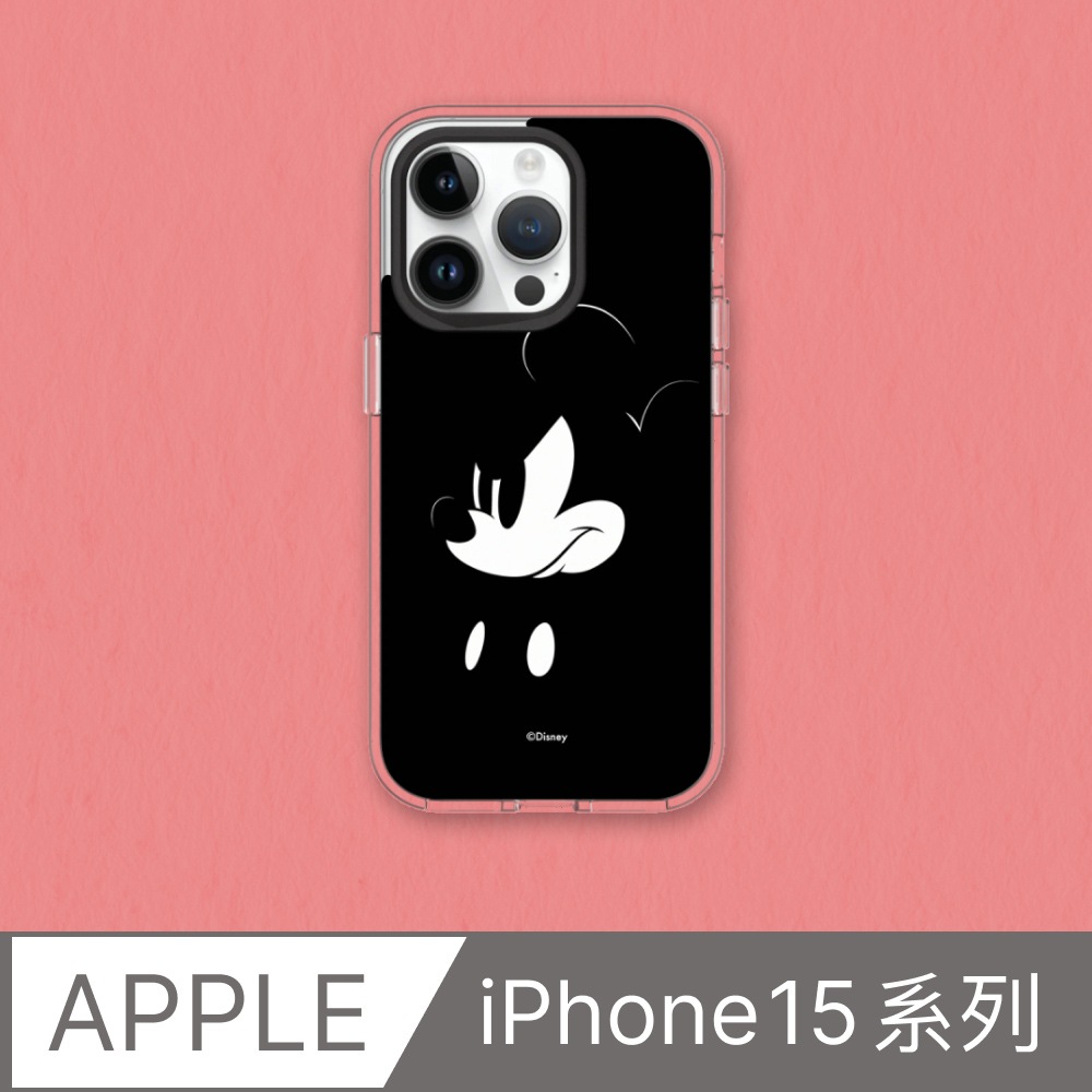 【犀牛盾】iPhone 15系列Clear(MagSafe 兼容)透明防摔手機殼｜迪士尼-米奇系列-米奇黑設計