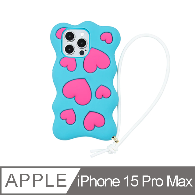 【Candies】iPhone 15 Pro Max - Happy & Free愛心手機殼(藍)手機殼