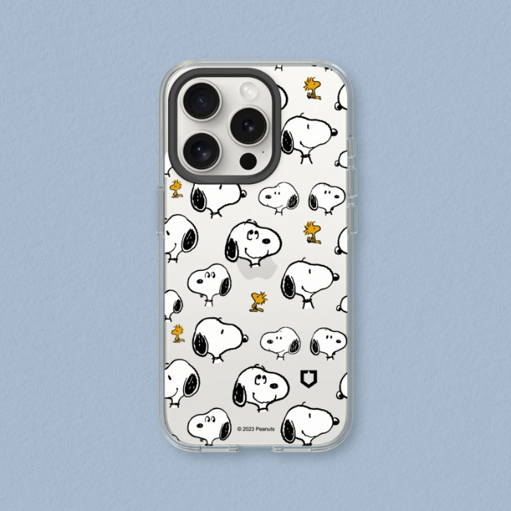 【犀牛盾】iPhone 15系列Clear透明防摔手機殼｜Snoopy史努比系列-Sticker-Snoopy&胡士托