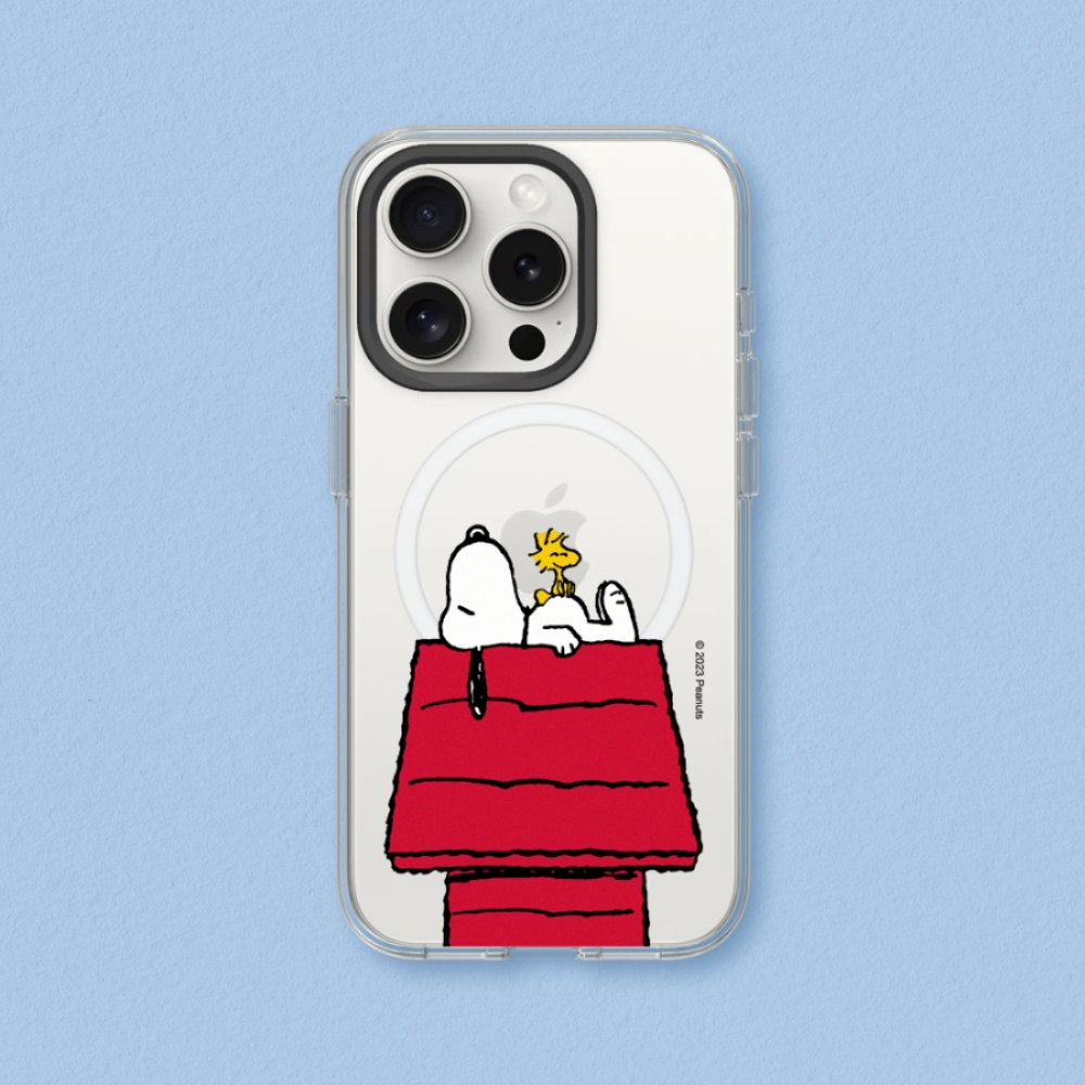 【犀牛盾】iPhone 15系列Clear(MagSafe 兼容)透明防摔手機殼｜Snoopy史努比系列-Snoopy的慵懶時光