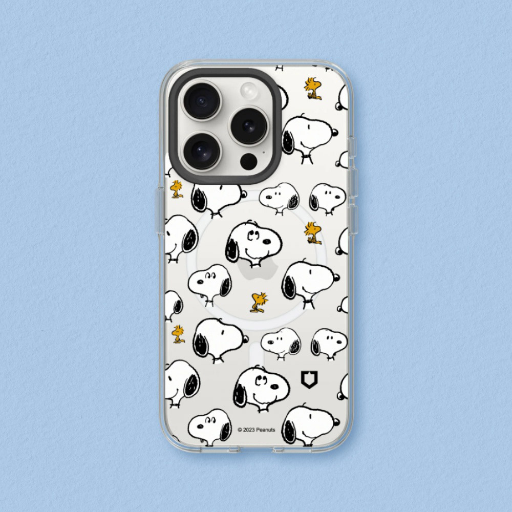 【犀牛盾】iPhone 15系列Clear(MagSafe兼容)透明防摔手機殼｜Snoopy史努比系列-Sticker-Snoopy&胡士托