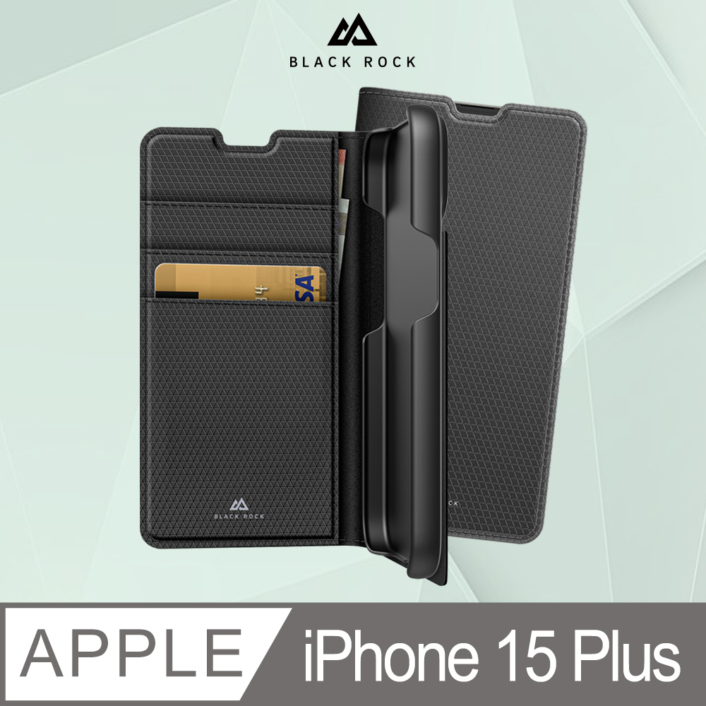 德國Black Rock 防護翻蓋皮套-iPhone 15 Plus (6.7)黑