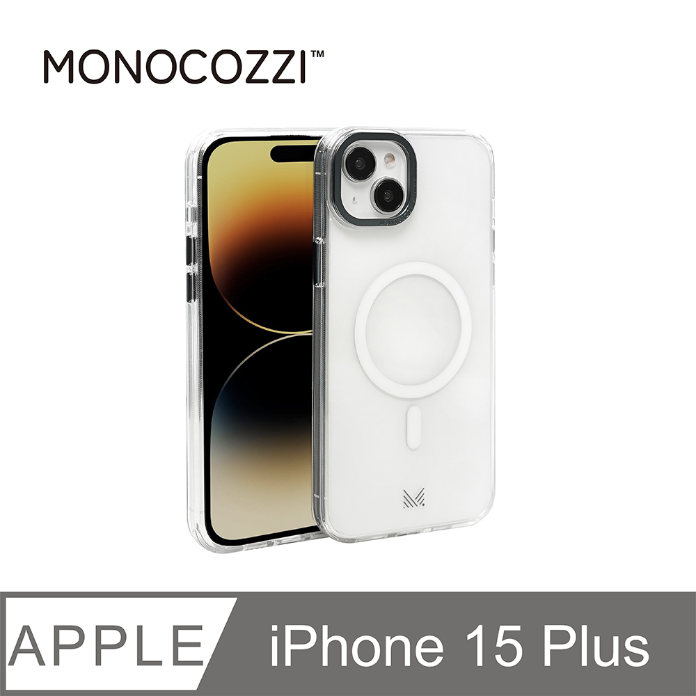 MONOCOZZI iPhone 15 Plus 全透明金屬鏡頭框磁吸保護殼