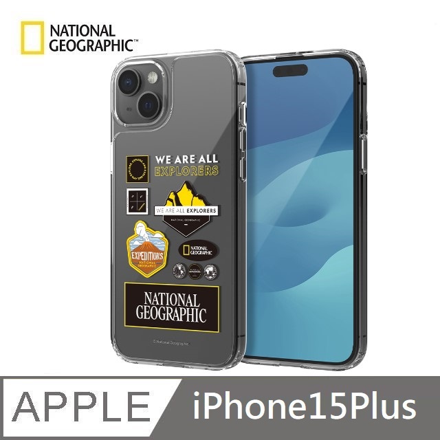 【National Geographic 】 Wappen Clear 透明防撞手機殼 適用 iPhone 15 Plus - 遠征/探險