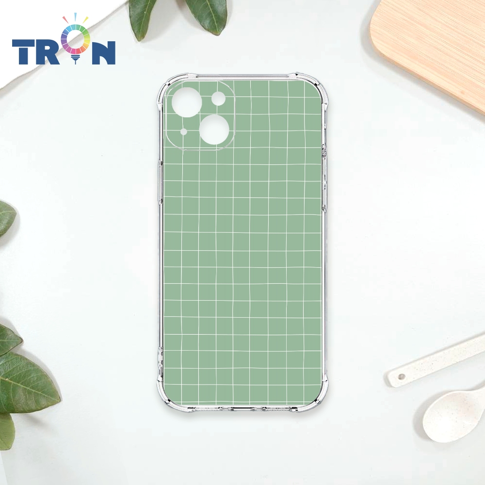 TRON IPhone 15 PLUS 手繪簡約方格紋A款 四角防摔殼 手機殼