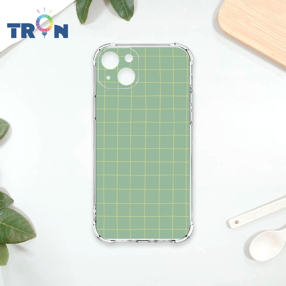 TRON IPhone 15 PLUS 手繪簡約方格紋B款 四角防摔殼 手機殼