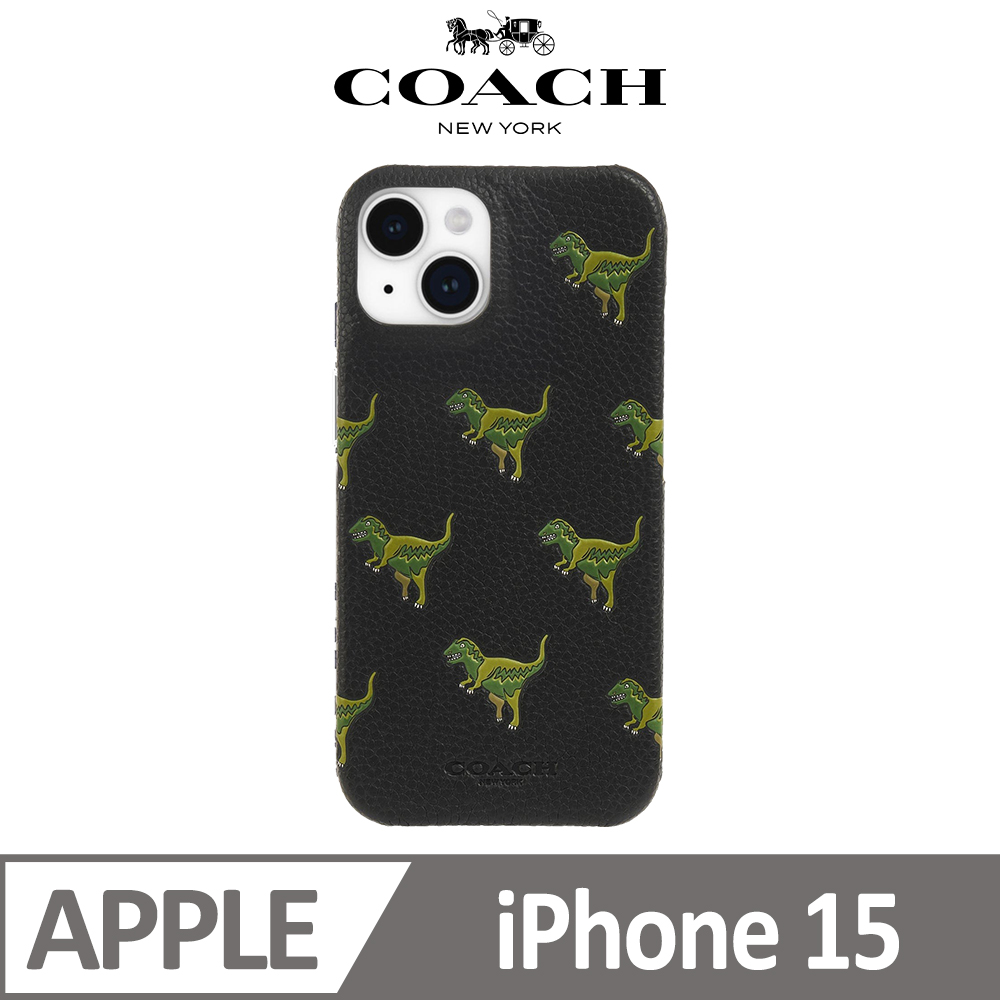 【COACH】iPhone 15 真皮手機殼 小恐龍