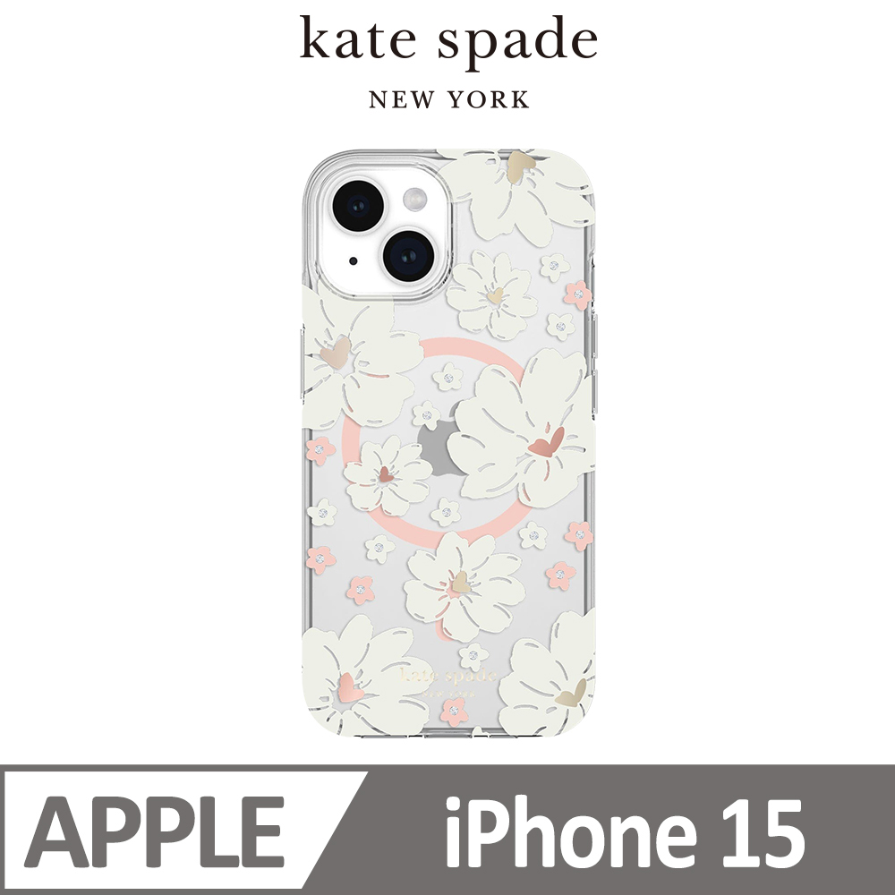 【kate spade】iPhone 15 MagSafe 精品手機殼 純白牡丹