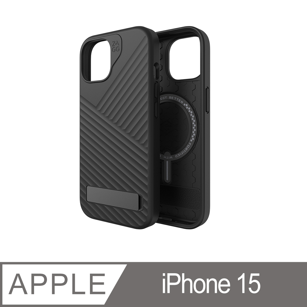 ZAGG iPhone 15 迪納利支架 黑色磁吸款防摔保護殼