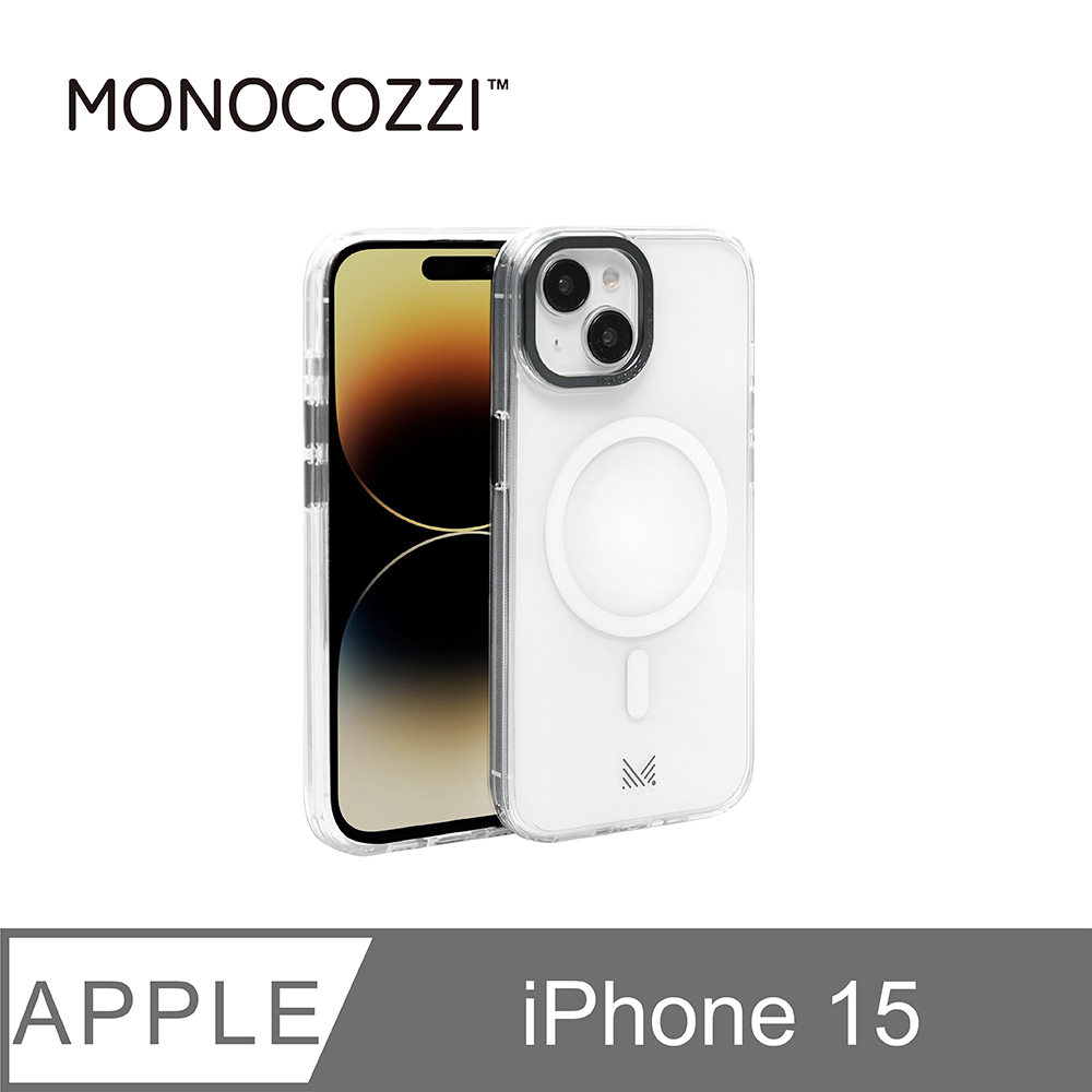 MONOCOZZI iPhone 15 全透明金屬鏡頭框磁吸保護殼