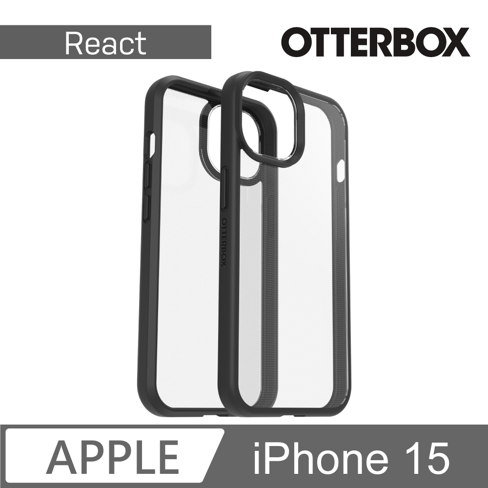 【OtterBox】iPhone 15 6.1吋 React 輕透防摔殼 (黑透)