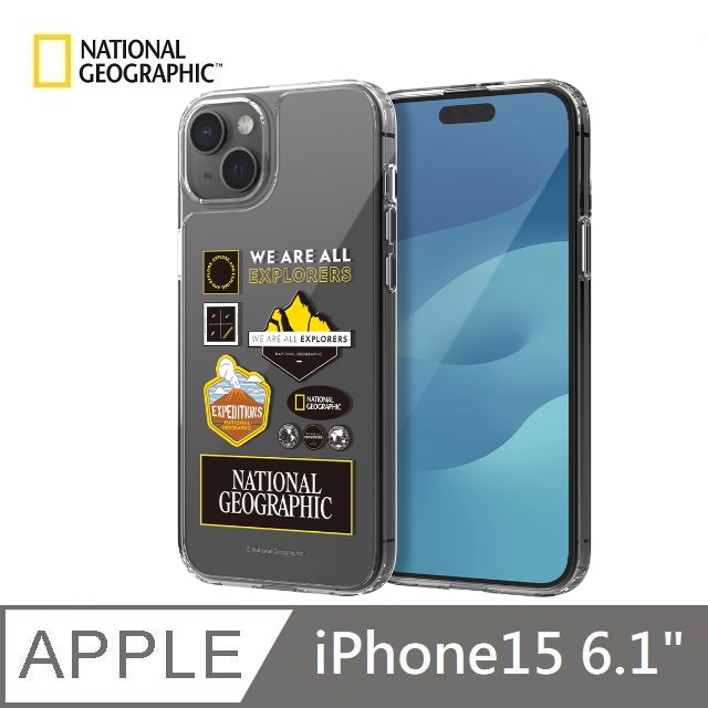 【National Geographic 】 Wappen Clear Case 透明防撞手機殼 適用 iPhone 15 - 遠征/探險