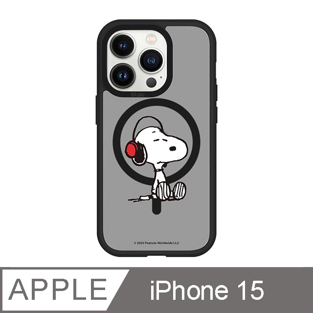 iPhone 15 6.1吋 SNOOPY史努比 聽音樂極光霧透MagSafe iPhone手機殼