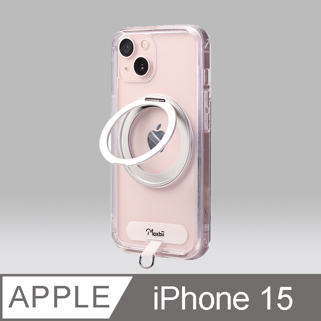 Moxbii 極空戰甲(For iPhone 15)旋轉磁吸支架+掛片 手機殼 不變黃保固 magsafe磁吸 360度旋轉