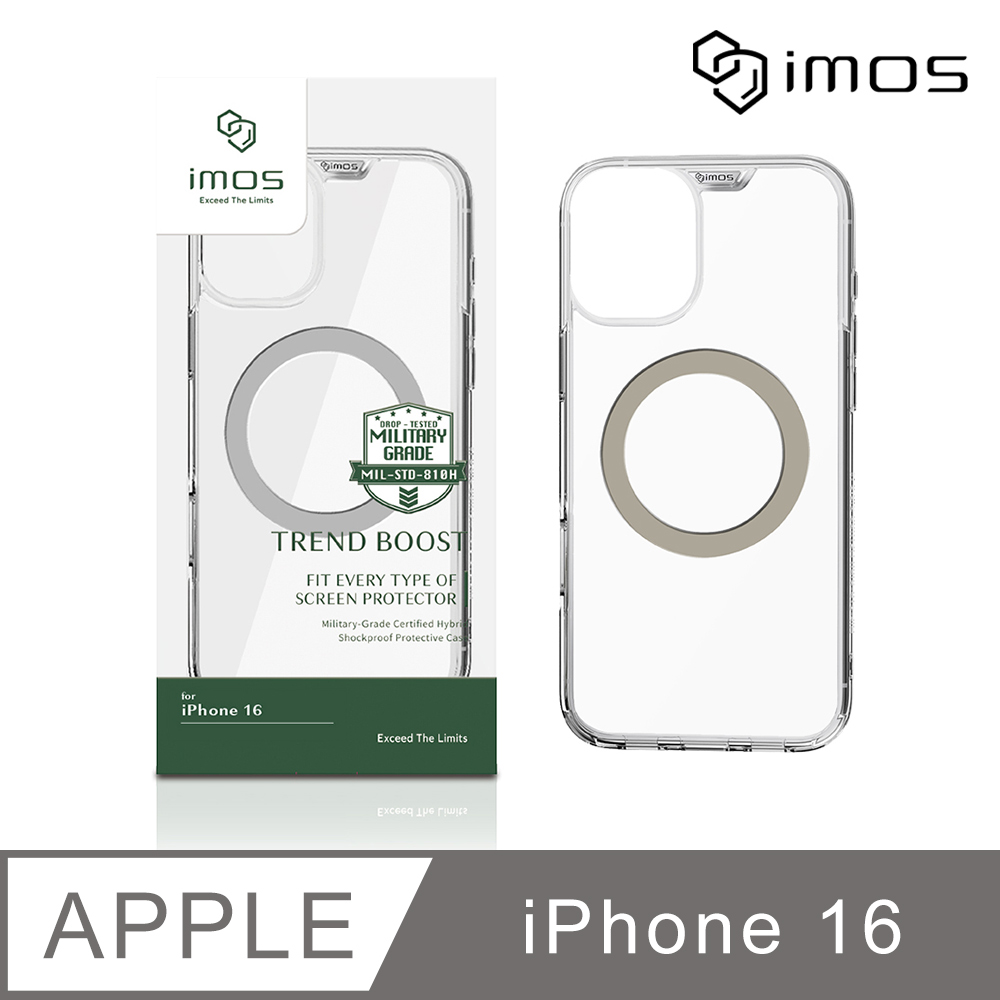 iMOS Apple iPhone 16 6.1吋 磁吸軍規防震保護殼-透明