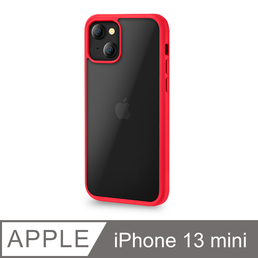 【輕薄防摔殼】iPhone 13 mini 手機殼 i13 mini 保護殼 鏡頭加高 雙料保護 軟邊硬殼(時尚紅)