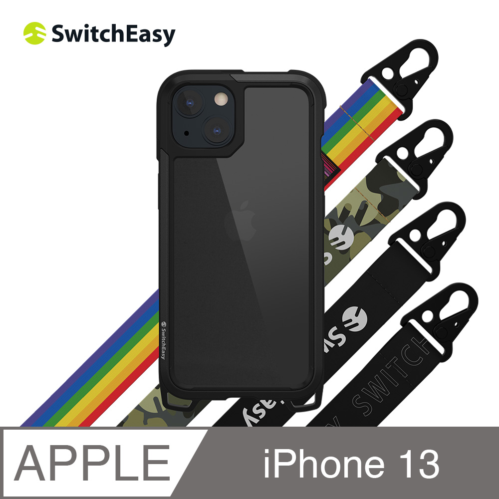 美國魚骨 SwitchEasy iPhone 13 6.1吋 Odyssey 掛繩軍規防摔透明殼 經典黑