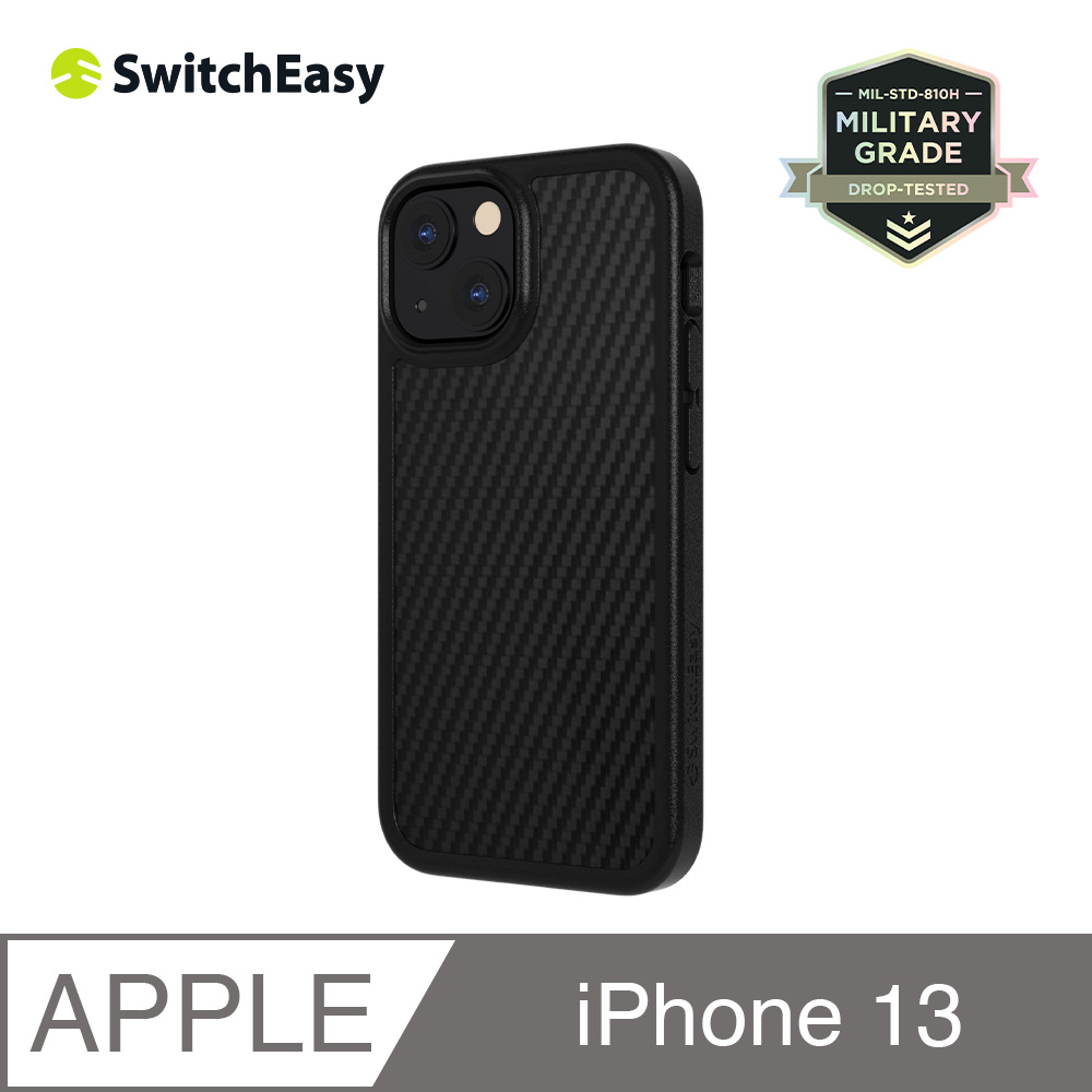 美國魚骨 SwitchEasy iPhone 13 6.1吋 AERO Plus 超薄防摔保護殼 碳纖黑(支援MagSafe)