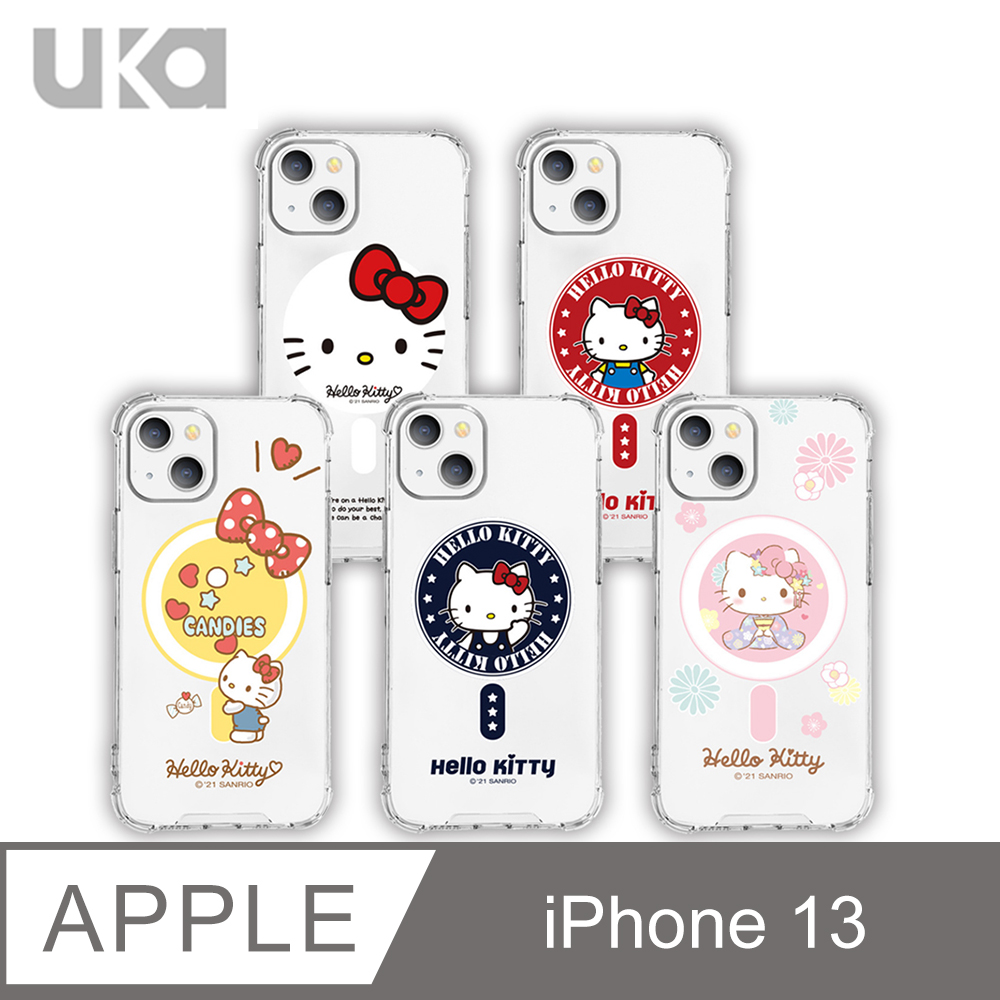 UKA優加 iPhone 13 (6.1吋) 三麗鷗Kitty系列透明磁吸保護殼-5款