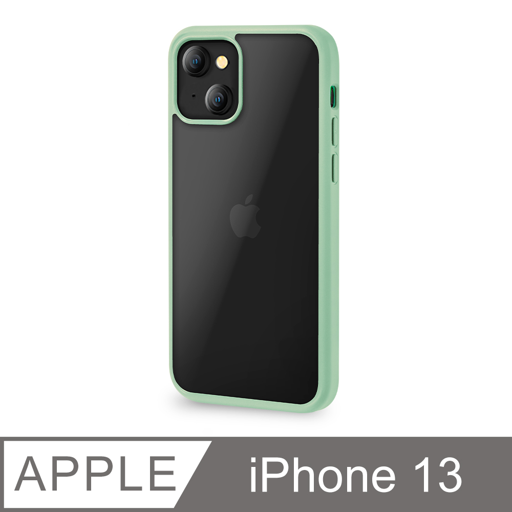 【輕薄防摔殼】iPhone 13 手機殼 i13 保護殼 鏡頭加高 雙料保護 軟邊硬殼(果凍綠)