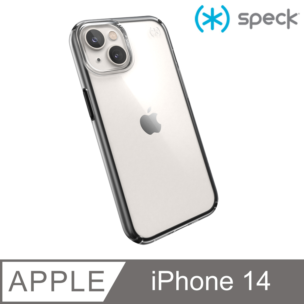Speck iPhone 14 (6.1吋) Presidio Perfect-Clear Geo 透明防摔殼-黑框