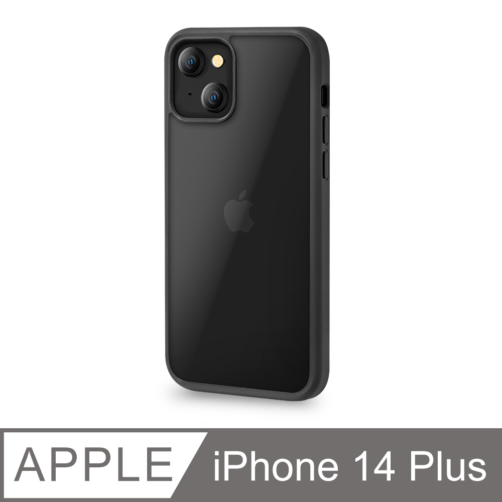 【輕薄防摔殼】iPhone 14 Plus 手機殼 i14 Plus 保護殼 鏡頭加高 雙料保護 軟邊硬殼(極簡黑)