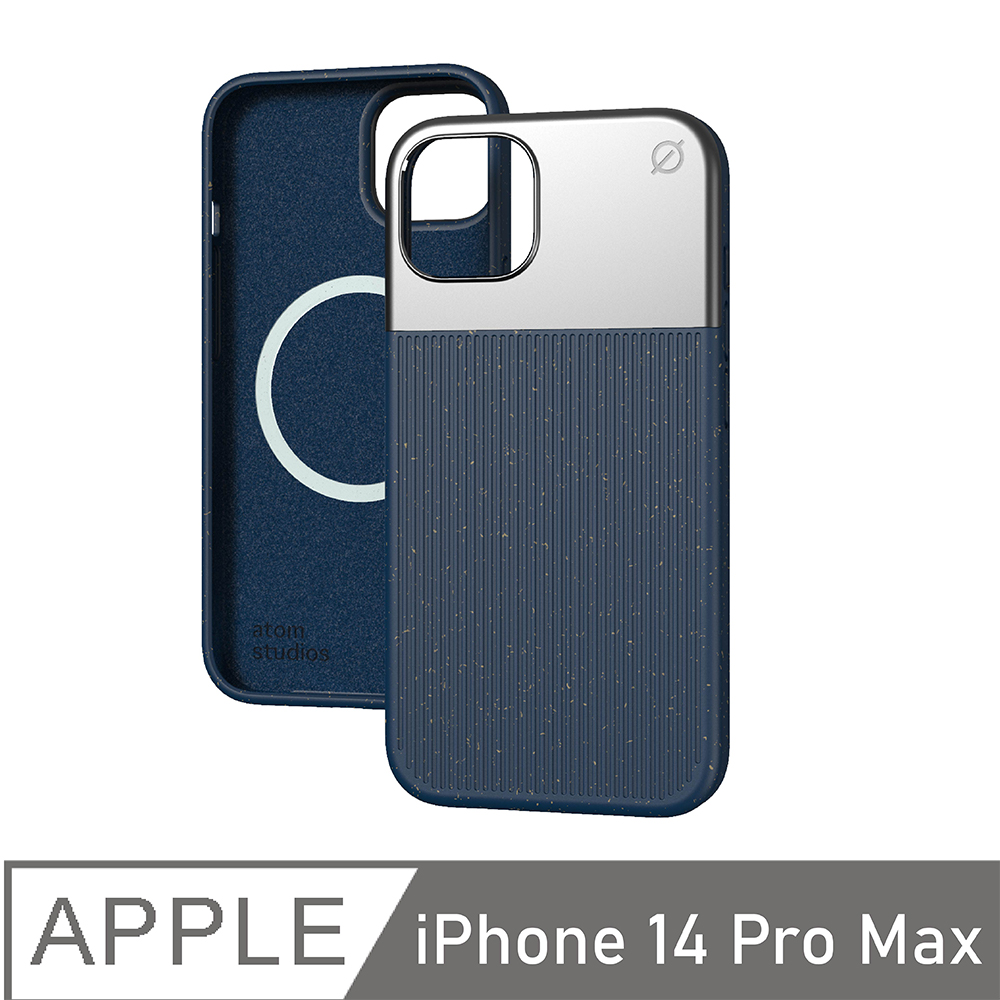 Atom Studios｜木纖維iPhone質感手機殼 深海藍 適用於iPhone 14 Pro Max