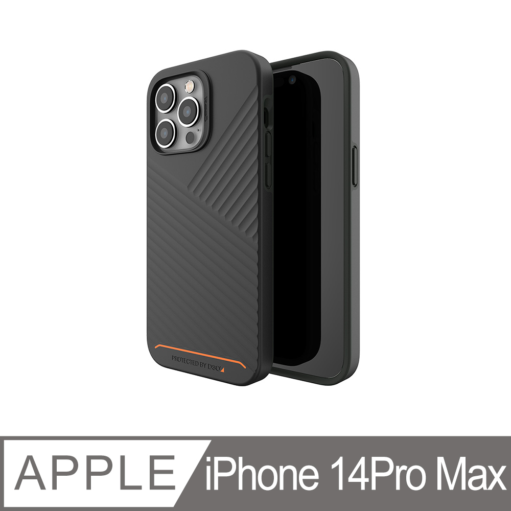 Gear4 iPhone 14 Pro Max 6.7吋 D3O 迪納利黑橘條紋磁吸款-抗菌頂級軍規(5米)防摔保護殼