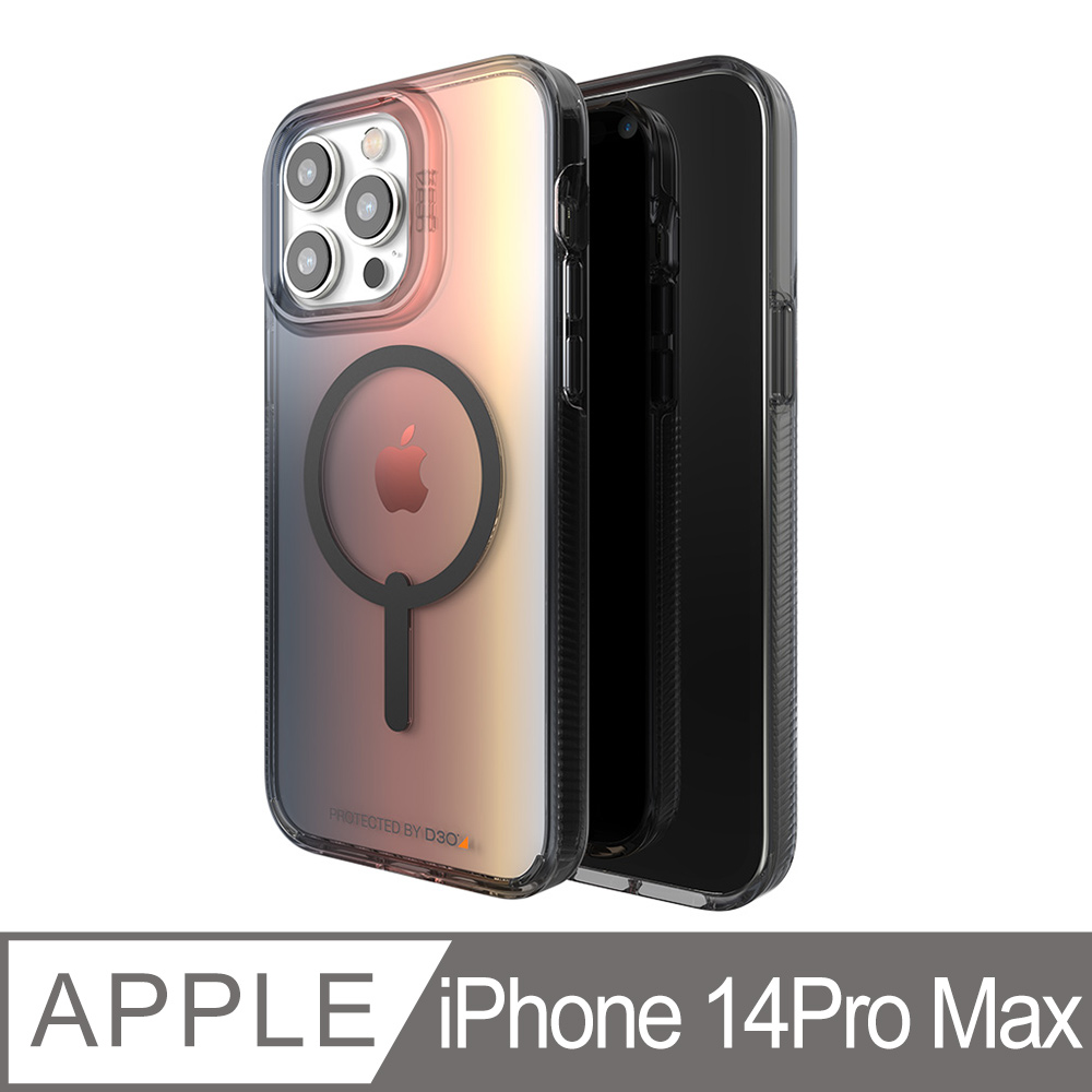 Gear4 iPhone 14 Pro Max 6.7吋 D3O 米蘭磁吸款透明夕陽-抗菌軍規頂級軍規防摔保護殼