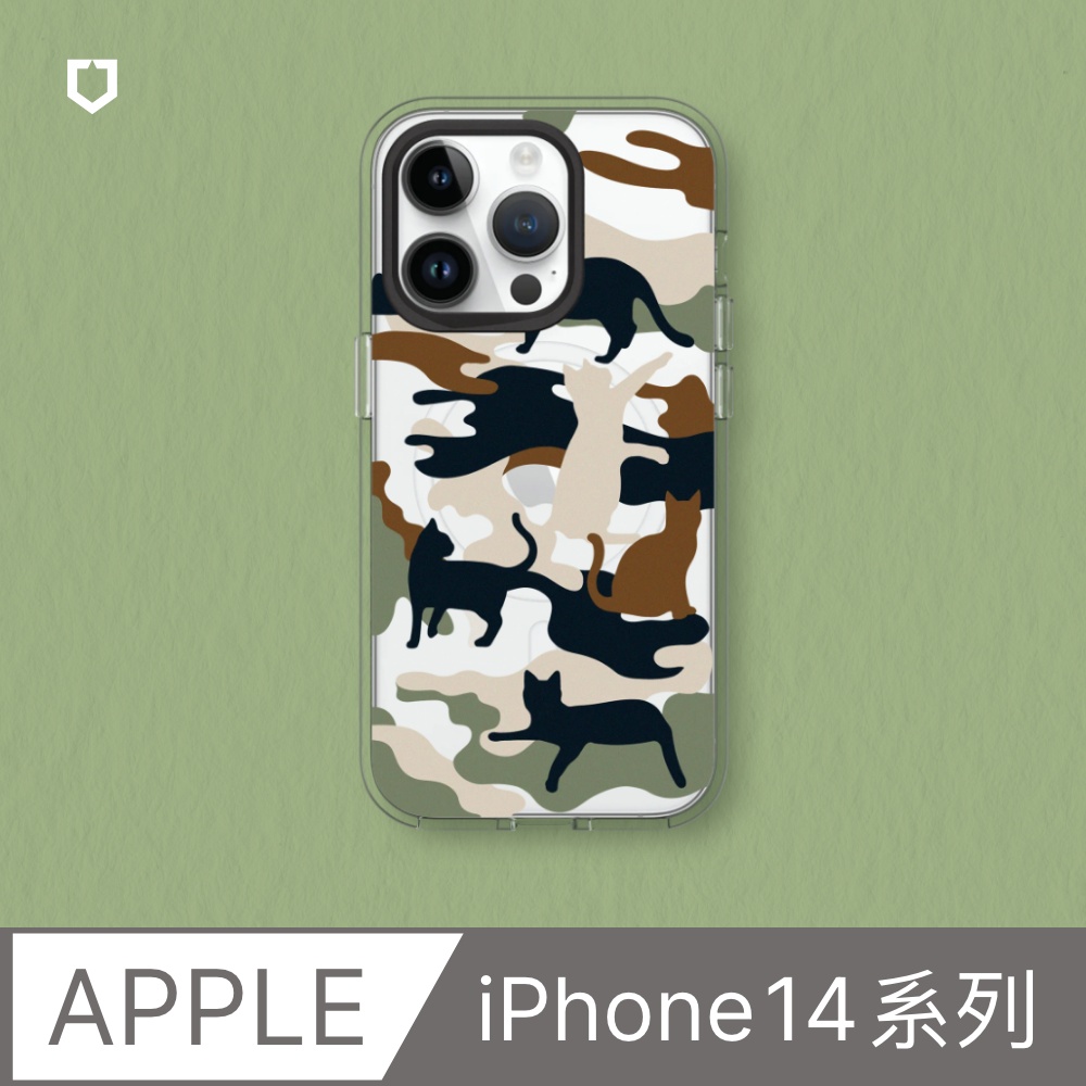 【犀牛盾】iPhone 14系列Clear(MagSafe兼容)透明防摔手機殼｜獨家設計-喵迷彩-黑