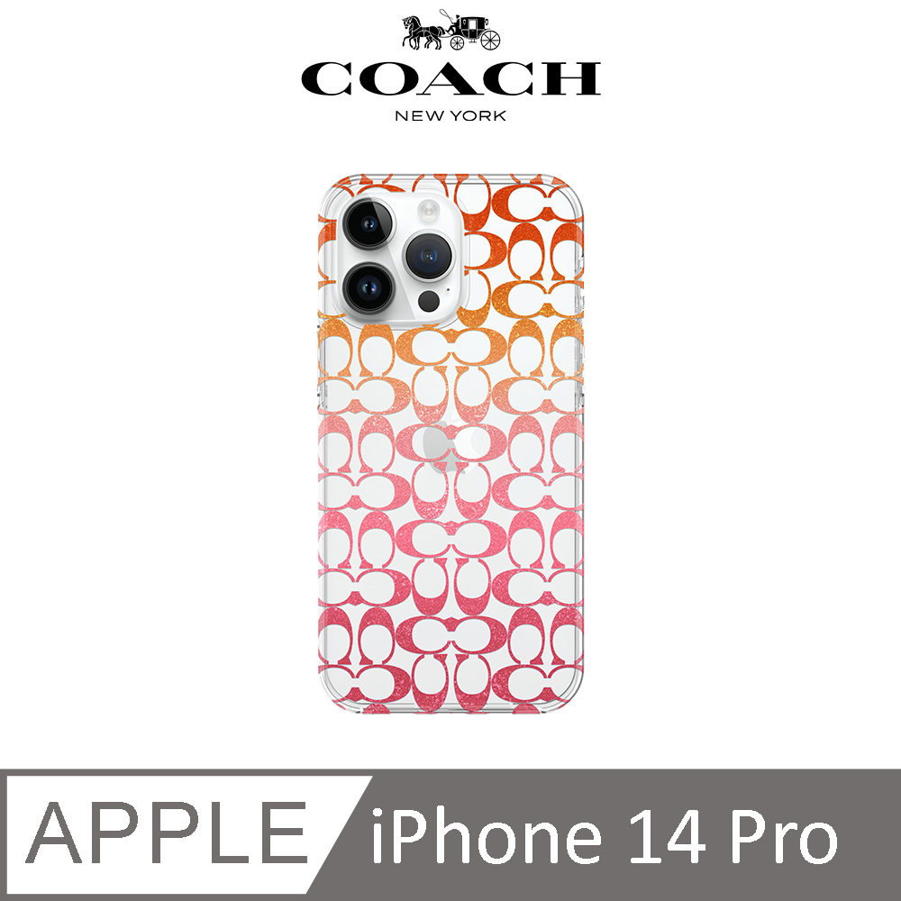 【COACH】 iPhone 14 Pro 精品手機殼 粉紅經典大C