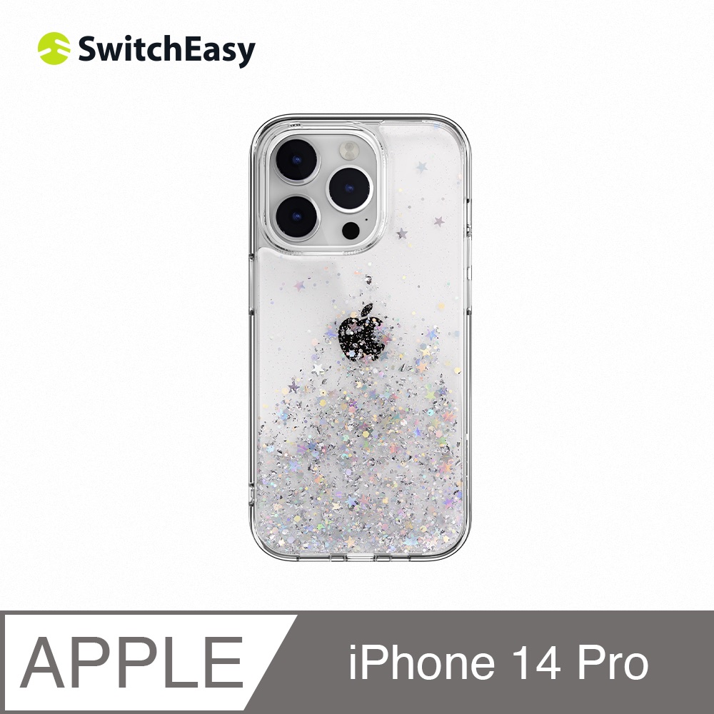 魚骨牌 SwitchEasy iPhone 14 Pro 6.1吋 Starfield 立體星砂防摔手機保護殼,透明