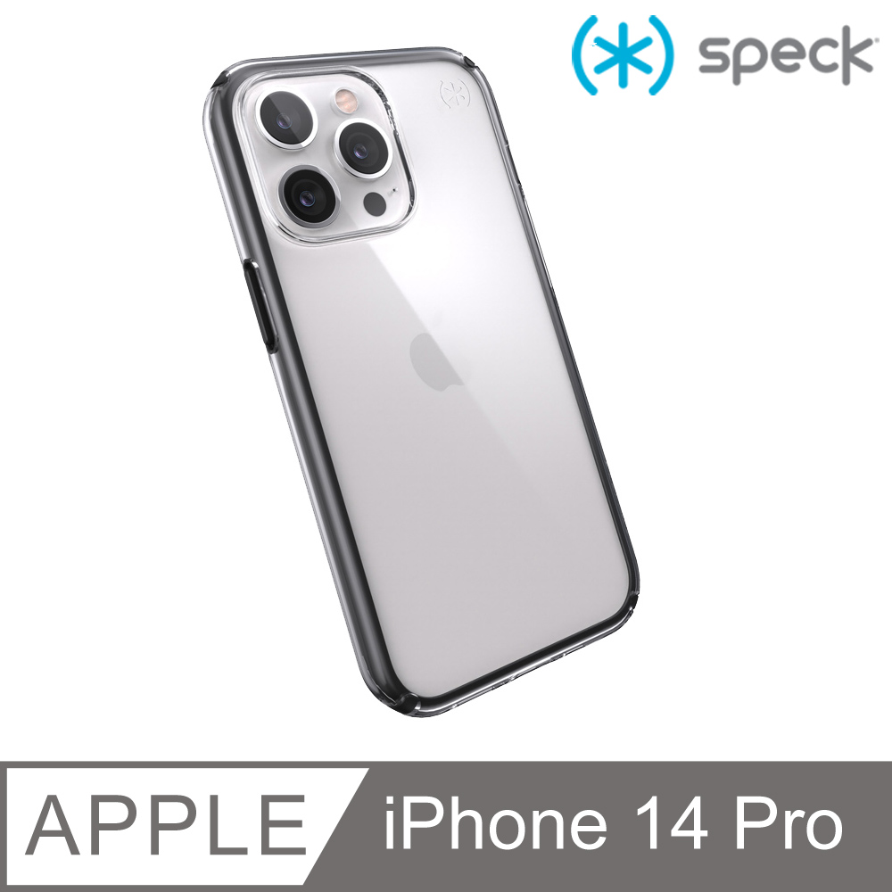 Speck iPhone 14 Pro (6.1吋) Presidio Perfect-Clear Geo 透明防摔殼-黑框