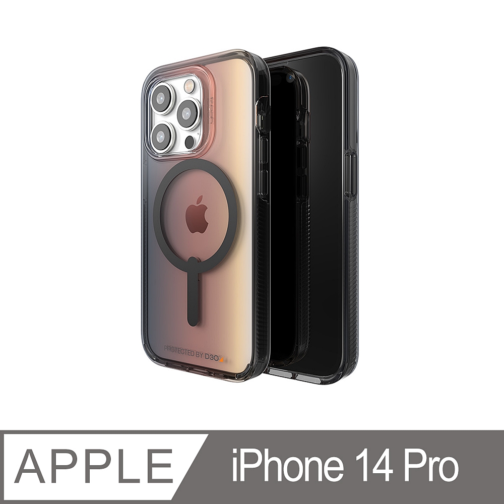 Gear4 iPhone 14 Pro 6.1吋 D3O Milan Snap 米蘭磁吸款透明夕陽-抗菌軍規頂級軍規防摔保護殼