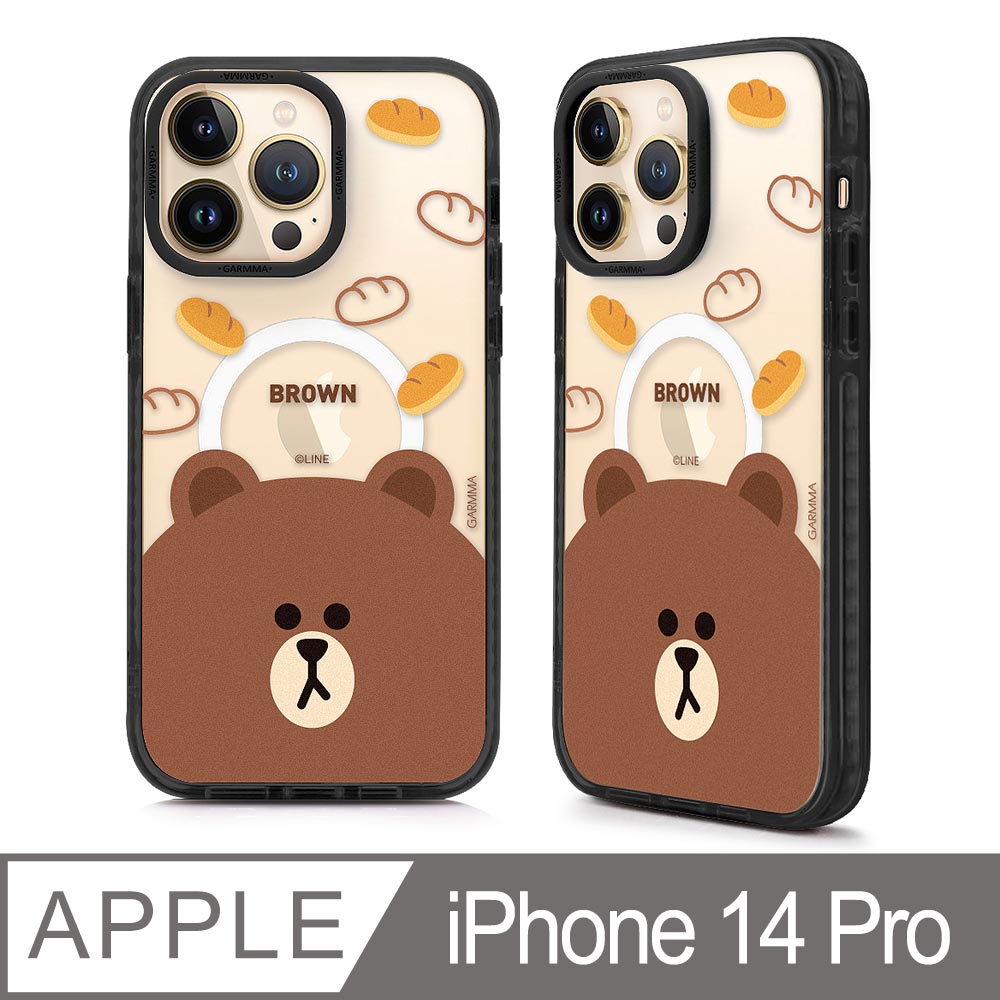 GARMMA LINE FRIENDS iPhone 14 Pro 6.1吋 磁吸款保護殼-麵包熊大