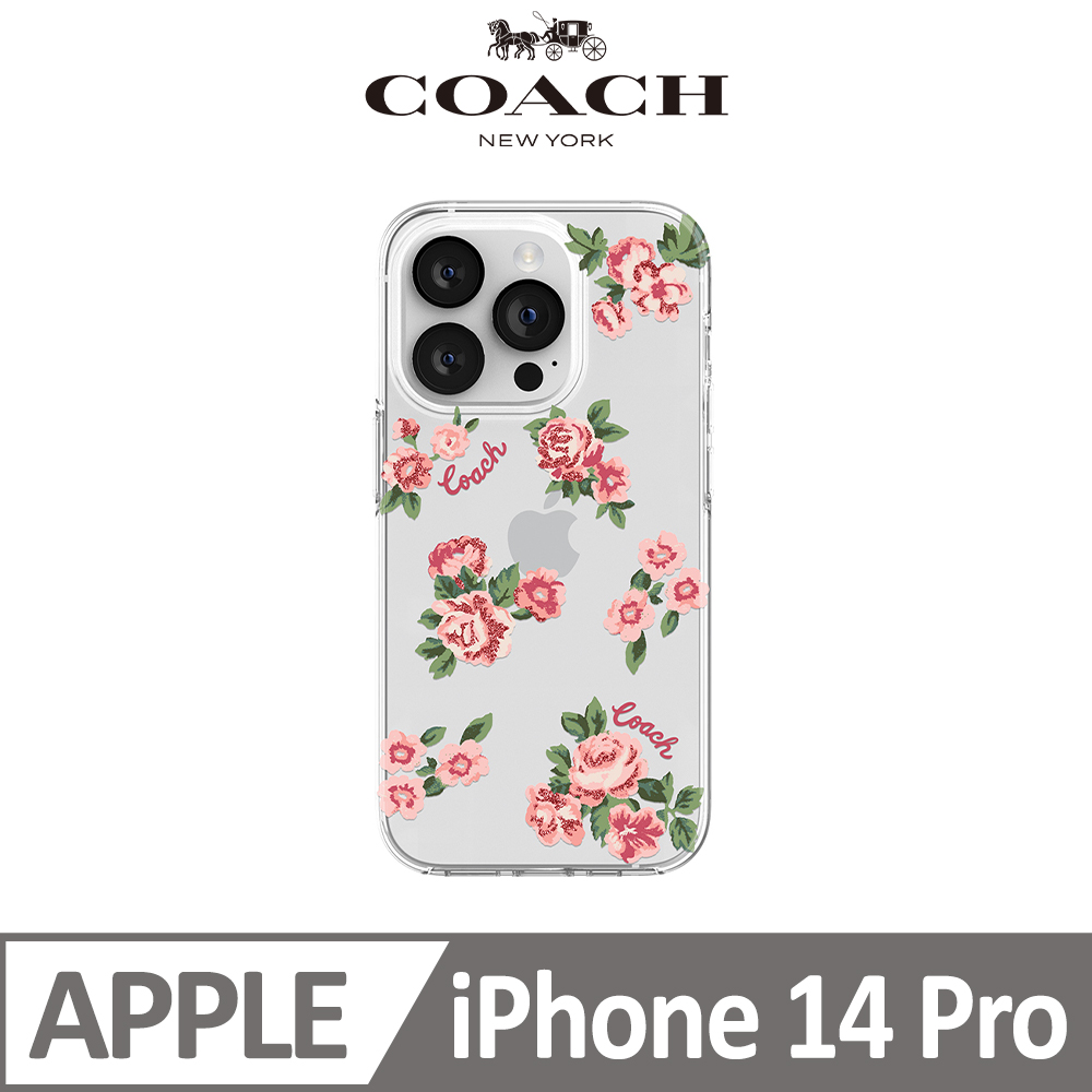 【COACH】iPhone 14 Pro 精品手機防摔保護殼 龐克玫瑰