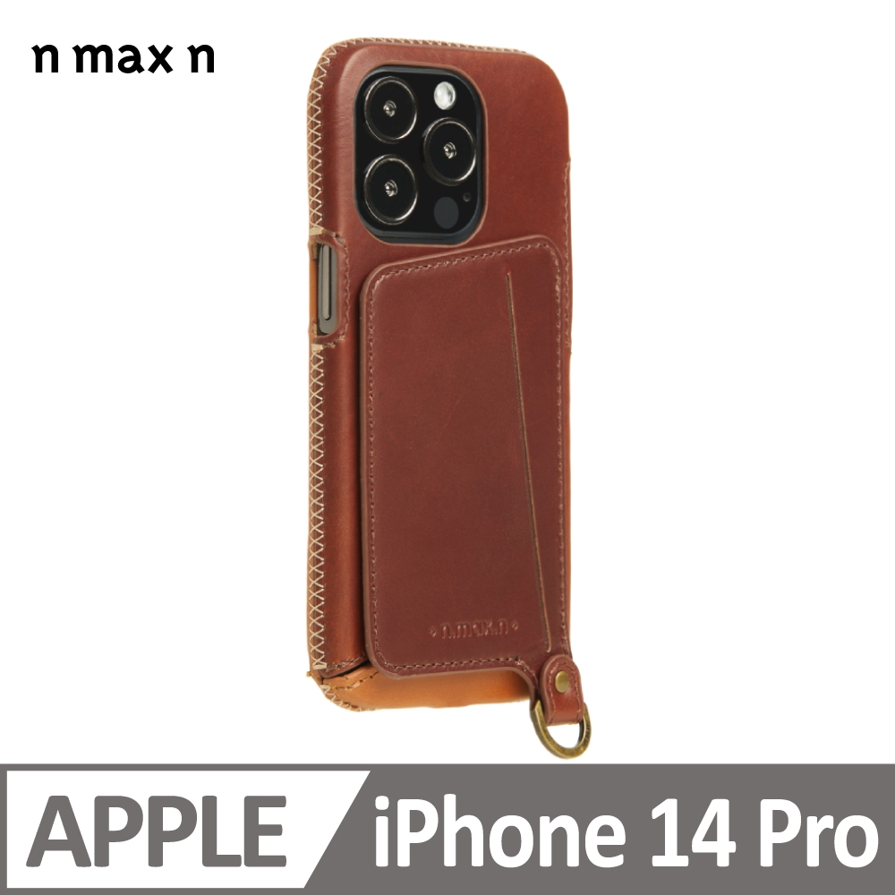 iPhone14 Pro 經典系列附皮革手腕帶 全包覆站立架手機套-巧克力