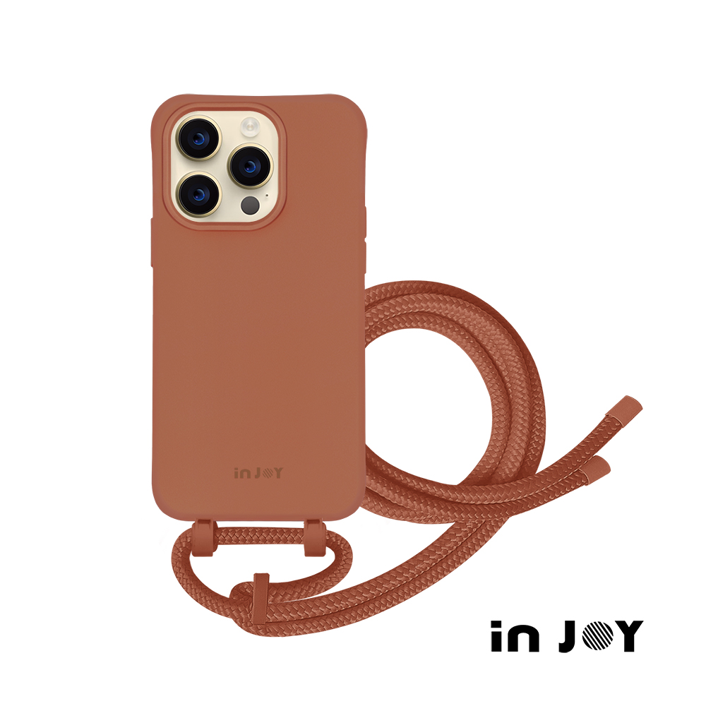 INJOY mall iPhone 14/14Plus/14Pro/14ProMax 系列 可拆式 Urban Basic 摩卡棕 背繩防摔手機殼 A款