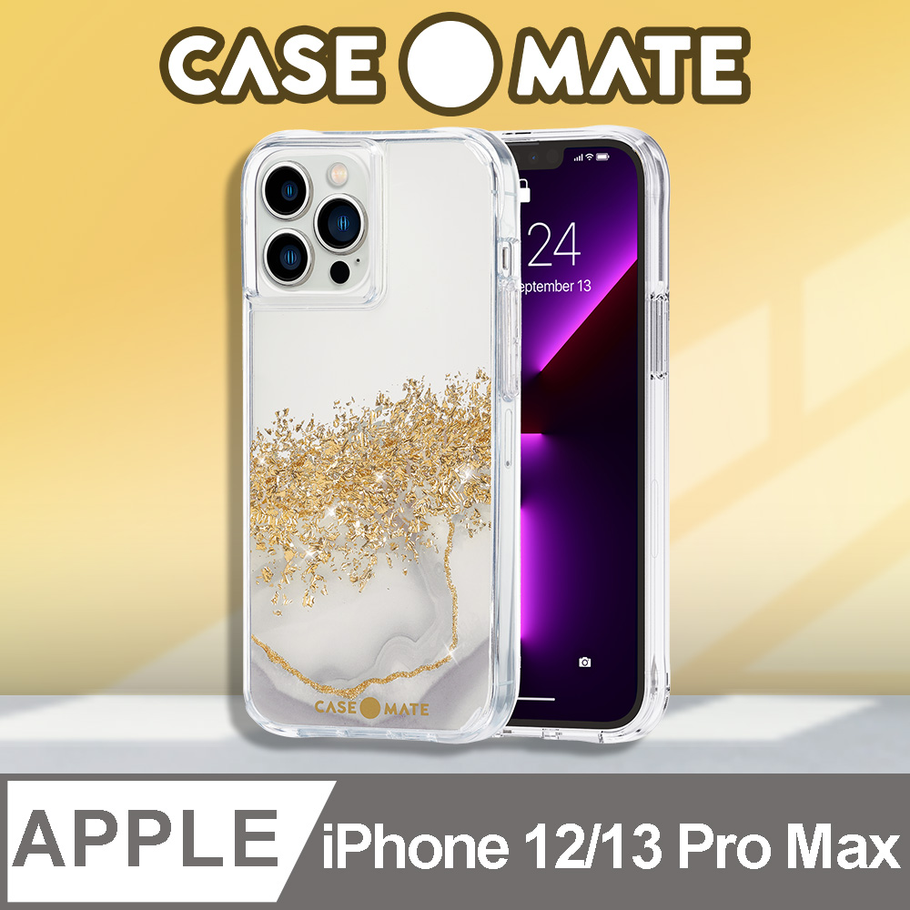 美國 Case●Mate iPhone 13 Pro Max Karat Marble 鎏金石紋防摔抗菌手機保護殼