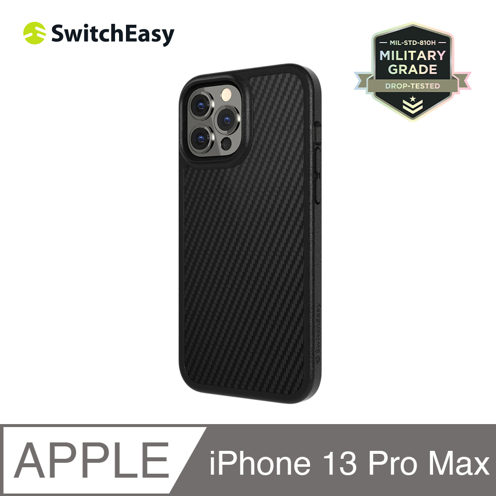 美國魚骨 SwitchEasy iPhone 13 Pro Max 6.7吋 AERO Plus超薄防摔保護殼 碳纖黑(支援MagSafe)