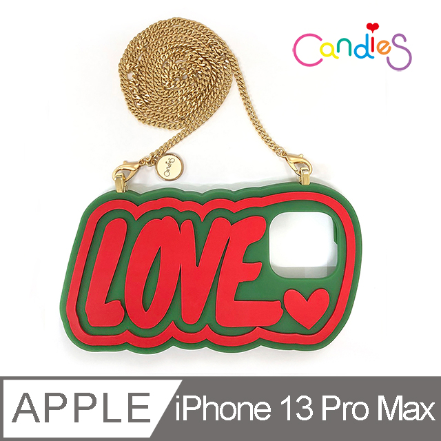 【Candies】iPhone 13 Pro Max - Candies LOVE手機殼-附長鏈(綠)