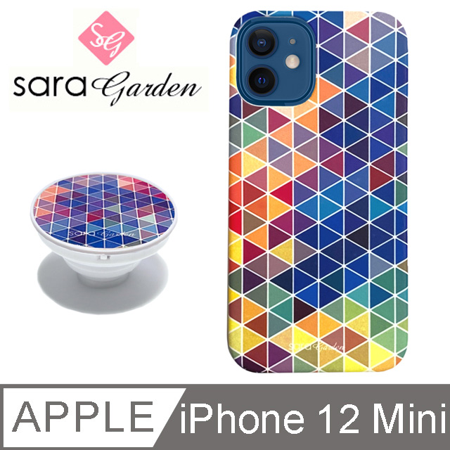 【Sara Garden】iPhone 12 Mini 手機殼 i12 Mini 保護殼 5.4吋 氣囊氣墊手機支架 三角圖騰