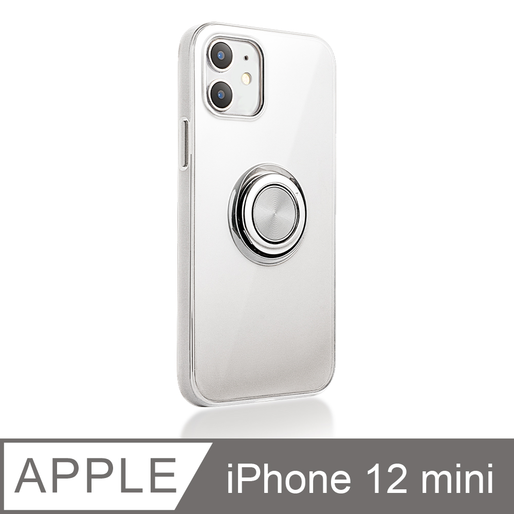 《指環支架空壓殼》iPhone 12 mini 手機殼 i12 mini 保護殼 磁吸式 手機支架 軟殼(透明)