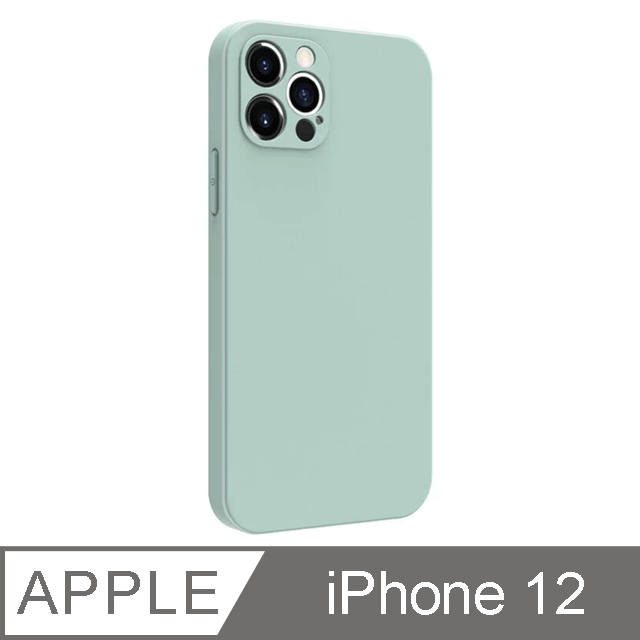【TOYSELECT】iPhone 12 BLAC 莫蘭迪液態矽膠全包抗污iPhone手機殼-淡青色