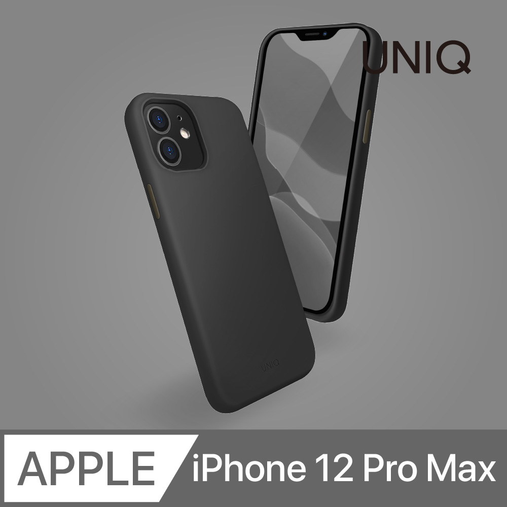 UNIQ LinoHue 液態矽膠防摔手機殼 黑色 iPhone 12 Pro Max (6.7 吋)
