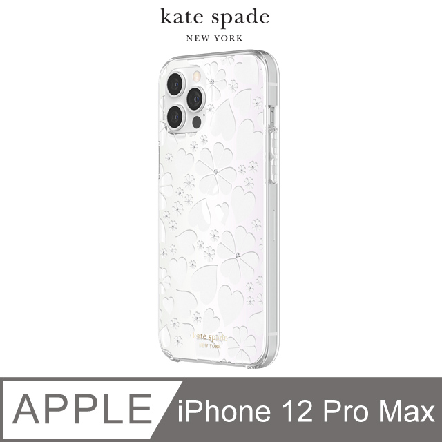 Kate Spade Clover Hearts iPhone 12 Pro Max 愛心/幸運草+白色鑲鑽透明殼